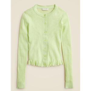 NWOT J Crew Ruffle-trim cotton gauze cardigan, lettuce green , $148 XXS B24
